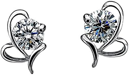 Special Jewelry, Women's Tiny Silver Plated Plant Shaped Faux Clear Diamond Stud Earrings