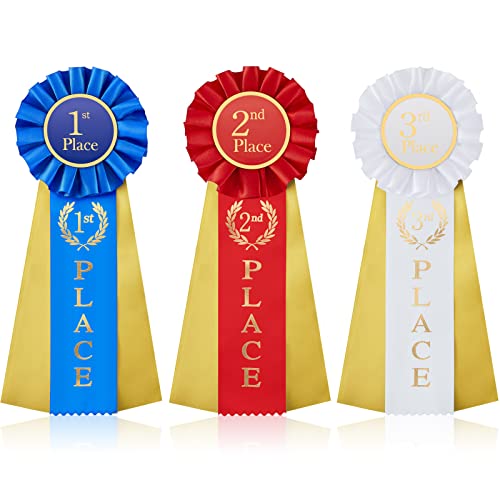 Juexica Pcs Award Ribbons 1st 2nd 3rd Place Rosette Ribbons Blue Red