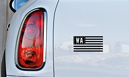 Washington WA State Flag Star Car Vinyl Sticker Decal Bumper Sticker for Auto Cars Trucks Windshield Custom Walls Windows Ipad Macbook Laptop and More (Black)