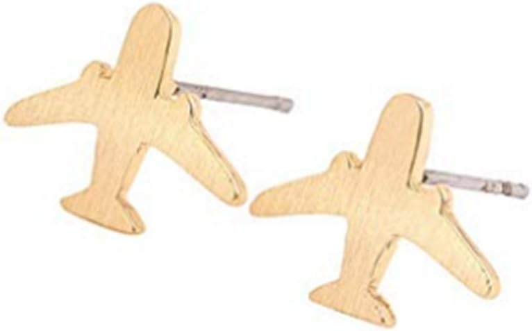 Fashion gold airplane earrings for women Cute aircraft stud earrings tiny tool plain earrings women gift