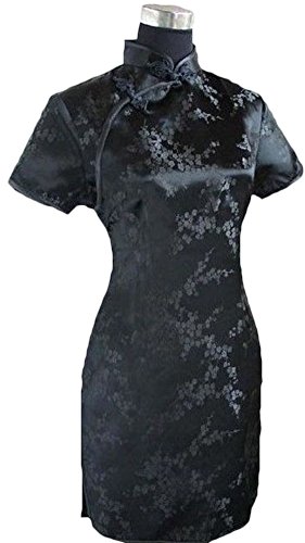 CK sky Women's Satin Polyester Cheong-sam Mini Qipao Evening Dress