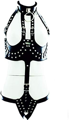 YHBAO Women's PU Leather High Collared Body Chest Harness Costumes Lingerie Outfits