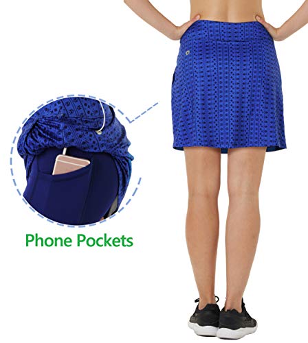 slimour Women Travel Skirt with Pockets Athletic Skirts Active Skirt with Shorts Hiking Skort Print 12 Sea Blue