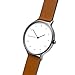 BIJOUONE B302 Unique Minimalist White Dial Stainless Steel Swiss Quartz Analog Brown Leather Watch, Gunmetal Gray Case