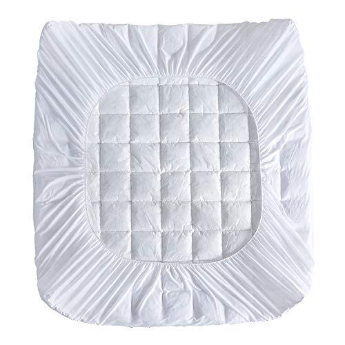 DOWNCOOL Mattress Pad Cover,Quilted Fitted 100% Cotton Waterproof Breathable Top Mattress Pad with 8-21 inch Deep Pocket (Queen)