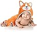 Baby Aves Premium Hooded Baby Towel, Rayon Made from Bamboo, Free Washcloth, Registry Gift, 35x35 for Newborns, Infants, Toddlers & Kids, for Boys & Girls at Bath, Pool & Beach (Orange)