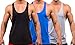YAKER Men's Blank Stringer Y Back Bodybuilding Gym Tank Tops (L, Black/Blue/Grey-3Pcs)