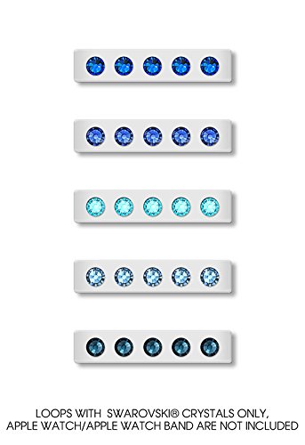 Sparkle Loops for 38mm Apple Watch 1 & 2! Bling My Thing iWatch Loop Set w/Swarovski Crystals - Black Mix in White | Easily Slide them On and Off Watch Band