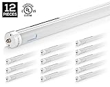 Hyperikon T8 T10 T12 8ft LED Tube Light, 36W (75W Equiv.), Dual-End Powered, Ballast Bypass, Shatterproof, Fluorescent Replacement, 6000k, Frosted, 4200 Lumens, Workshop, Warehouse, Garage - 12 Pack