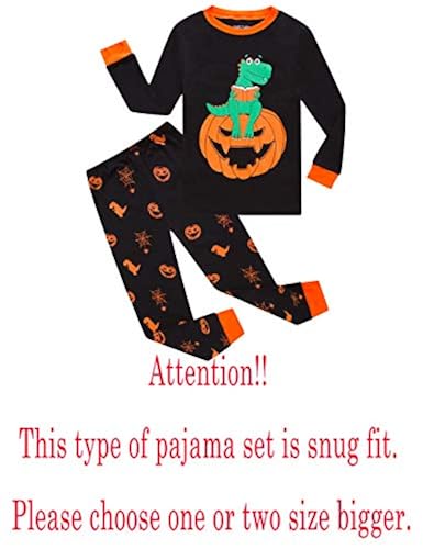 Pumpkin Dinosaur Halloween Pajamas Little Boys Girls Sleepwear - Main Image