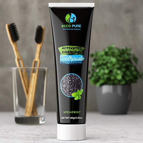 ECCO PURE Activated Charcoal Teeth Whitening Toothpaste | Eliminates Bad Breath | Easier Than Charcoal Powder, Strips, Kits, Gel