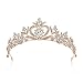 SWEETV Crystal Princess Crown Rhinestone Tiara Bridal Head Jewelry Wedding Hair Accessories, Rose Gold