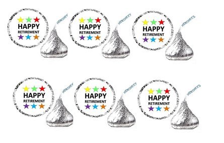 Item#44979 – 216 Happy Retirement Party Favor Hershey’s Kisses Stickers / Labels by CakeSupplyShop
