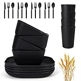 afcevnlb 24 Piece Wheat Straw Square Dinnerware