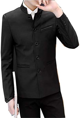 Men's Chinese Tunic Suits Mandarin Collar Formal Jacket Slim Fit