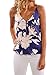 WLLW Women Spaghetti Strap Front Zipper Floral Print Shirt Tops Tanks Camis,Blue,US L