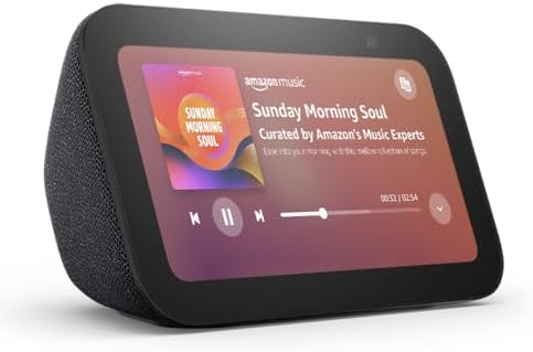 Echo Show 5 (Newest gen) | Smart display and alarm clock with clearer sound | Charcoal