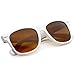zeroUV - Classic Driving Blue Blocking Amber Tinted Lens Horn Rimmed Sunglasses 55mm (Shiny White/Amber)