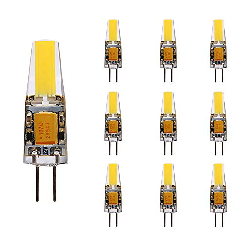 G4 LED Lamp,Gu4 Bi-Pin Lights 2W,Equivalent To 20W Halogen,COB Chip,AC/DC 12V,Crystal Chandelier RV Bulb,CRI>90,Soft White 3200K,Pack 10
