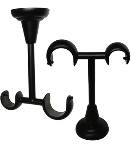 MuNanshan 2-Pack Double Curtain Rod Brackets - Ceiling Mount, Aluminum Alloy, Black - View #3