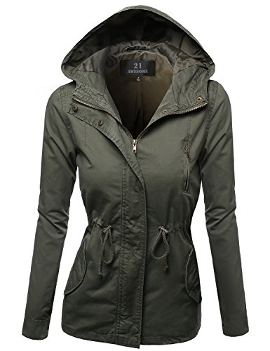 Hooded drawstring military jacket parka coat outerwear …