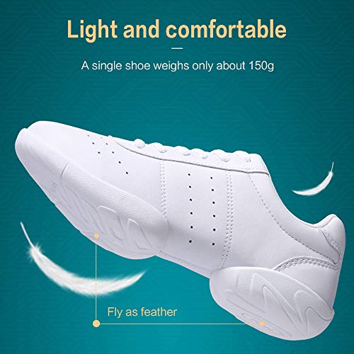 Smapavic Cheer Shoes Women White Cheerleading Dance Shoes Fashion Sneakers Tennis Athletic Sport Training Shoes for Gilrs White 9 B (M) US