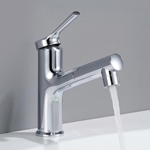 CECIPA Bathroom Sink Faucet Chrome with Removable Shower for Washing Hair | High Pressure Basin Faucet for Bathroom Basin, 2 Modes Water Flow Chrome | Sink Faucet High Pressure Bathroom Sink Faucet 2 Modes Water Flow Chrome