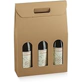 TheBoxDepot Three Bottle Wine Gift Box Carrier, Portable Wine Bag for Christmas, Wedding, Anniversary, Party, Vintage Italian Wine Storage Box for Home Bar & Wine Collection