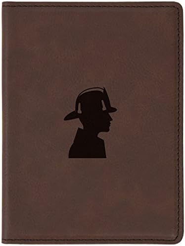 Firefighter Brown Leather Passport Holder - Laser Etched Design - 4 X 5.5” Engraved Passport Holder For Women And Men