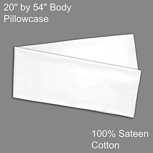 Body Pillowcase, 400 Thread Count 100% Cotton Sateen 20 x 54 White Body Pillow cover Non Zippered Body Pillow Pillow Case White Body pillowcase 20 x 54 For Maternity Body Pillow or Pregnancy Pillows