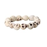 JQUEEN White,Howlite Turquoise Skull Beads Buddhist Prayer Bracelet Mala