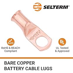 SELTERM 2pcs 2 AWG 3/8" Stud Copper Wire