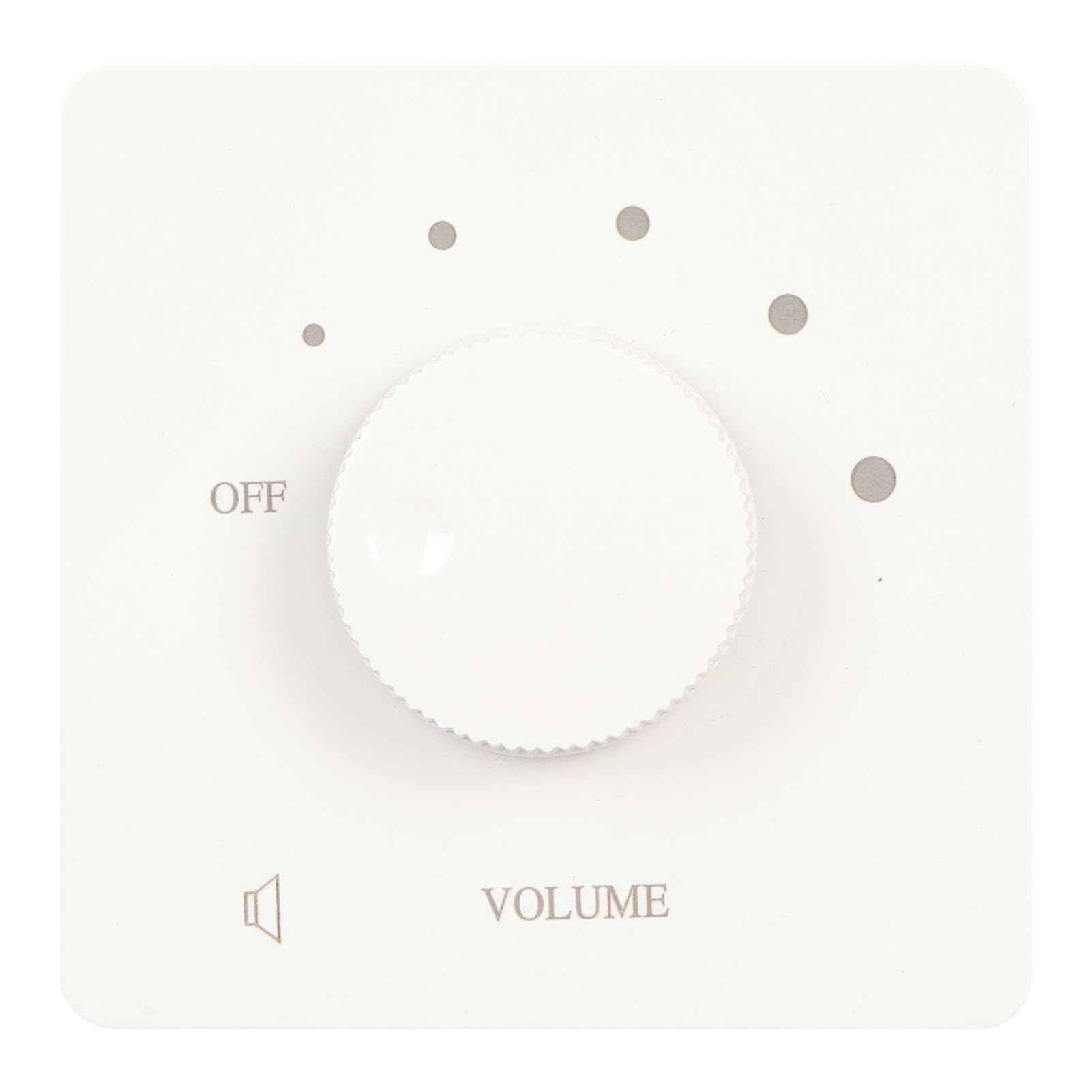 50W in Wall Volume Control, Flush in Wall Plate Rotary Knob 5 Gears Tuning Knob Volume Controller for Home Ceiling Speakers Multimedia Audio Controller (White)