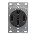 Leviton 279 50 Amp, 125/250 Volt, NEMA 14-50R, 3P, 4W, Flush Mounting Receptacle, Straight Blade, Industrial Grade, Grounding, Side Wired, Steel Strap, Black