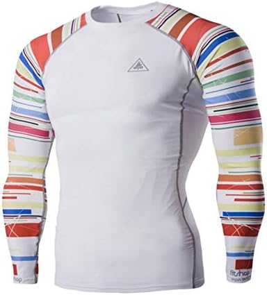 Havadi Shirts Man'S Long Sleeves Full Prints Compression Shirts Tight Skin Rash Guard Fitness Male Mma Body Building Top Shirts Beigem