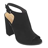 Betani FC68 Women's Ankle Strap Cut Out Back Block Heel Ankle Booties