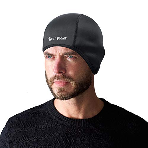 image for West Biking Skull Cap, Winter Fleece Bicycle Helmet Liner/Running Bean