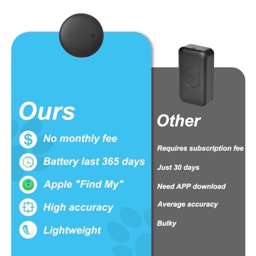 JIARUI Cat Tracker Collar - GPS Cat Tracker No Monthly Fee - Work with Apple Find My(Only iOS) - Reflective GPS Tracking Device for for Kittens and Puppies (1 Pack)