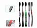 HOODDEAL 4Pcs Activated Charcoal Toothbrush Dental Care Bamboo Charcoal Nano Toothbrush for Home Camping Travel, Hotel, Guests 1 Set