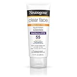 Neutrogena Clear Face Liquid Lotion Sunscreen for Acne-Prone Skin, Broad Spectrum SPF 55, Oil-Free and Fragrance-Free, 3 fl. oz
