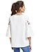 Floerns Women's Floral Embroidery Loose Blouse Bell Sleeve Top White L