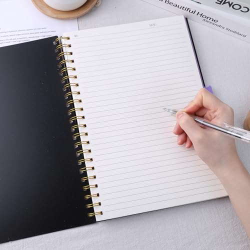 Koogel Project Notebook, A4 Notebook with Dividers Hardcover Ruled Notebook 5 Subject Notebook for School Office Black