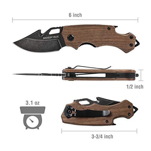 Mossy Oak Mini Folding Pocket Knife, Stainless Steel Drop Point Blade