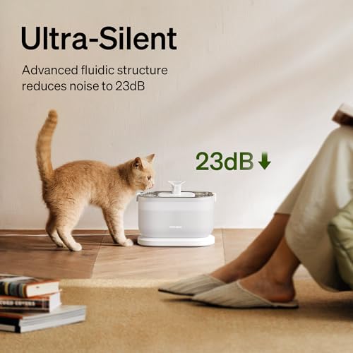 PETLIBRO Cat Water Fountain for Drinking, Cats Actually Use It, Dockstream 2.5L Classic Pet Fountain with Stainless Steel Tray, Easy-Clean for Indoor Cats, Filtered Quiet Flow, Mains Powered