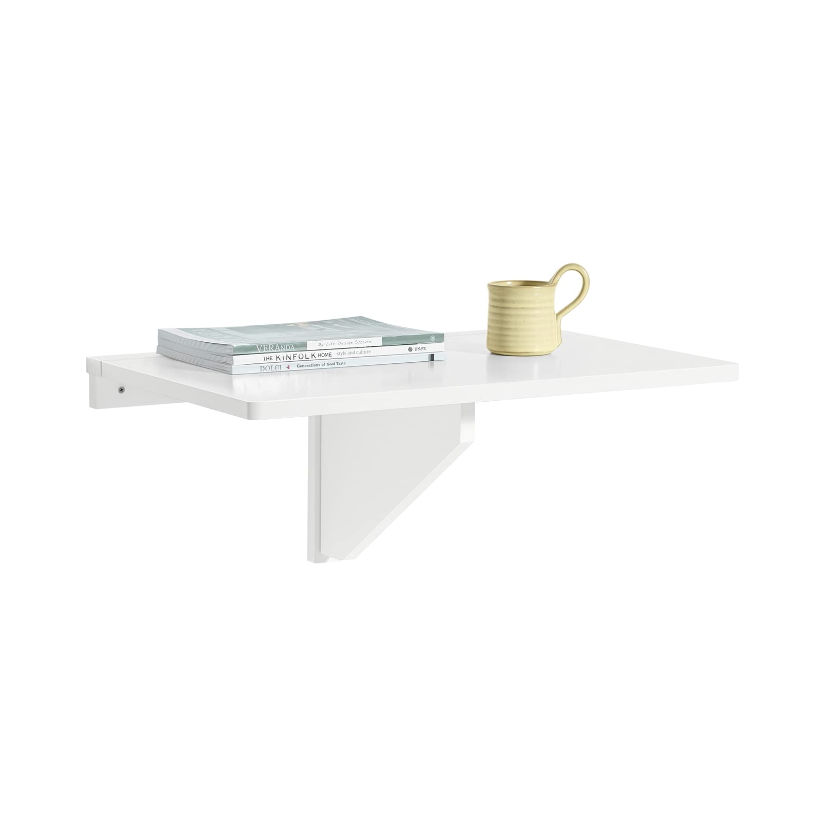Photo 1 of Haotian Wall-Mounted Drop-Leaf Table, Folding Kitchen & Dining Table Desk, Home Office Table Desk Workstation, Computer Desk, Trestle Desk, White FWT03-W