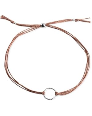 Sterling Silver Karma Sparkle Taupe Cord Adjustable Bracelet