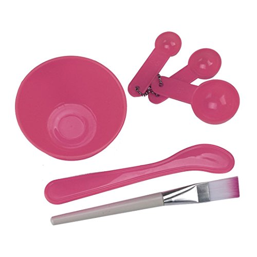Face Care Set , TOOPOOT 4 in 1 DIY Facial Mask Mixing Bowl Brush Spoon Stick Tool (hot pink)