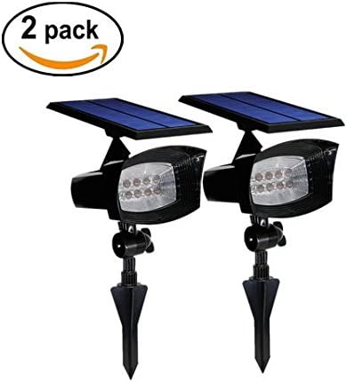 Falove 2 PACK 400 Lumens 2-in-1 Installation Waterproof 8 LED Adjustable Solar Spotlight