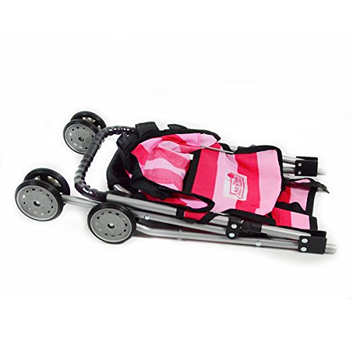 First Doll Stroller for Kids (Bright Pink Stripes)
