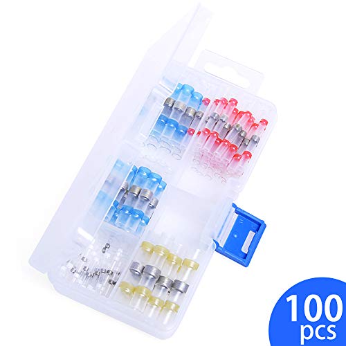 100pcs Heat Shrink Butt Connectors, QY Solder Seal Wire Connectors - Waterproof Insulated Marine Automotive Electrical Terminals + 328PCS Heat Shrink Tubing 2:1 Wire Shrink Wrap Kit